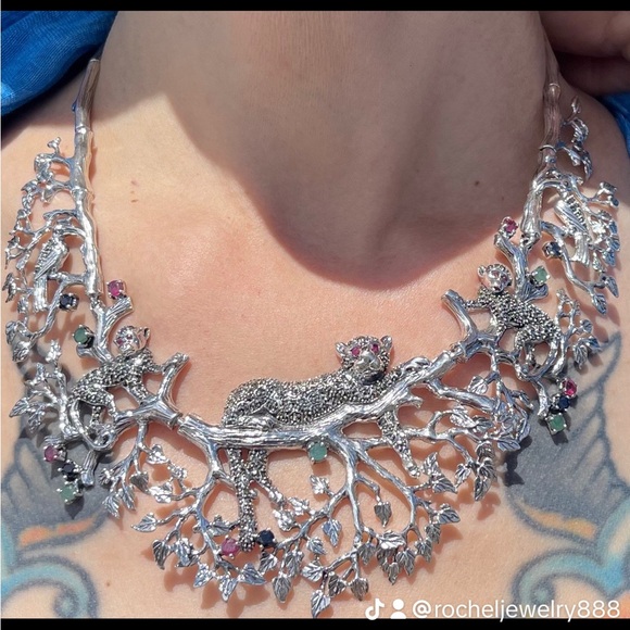 Elegant Silver Panther Necklace